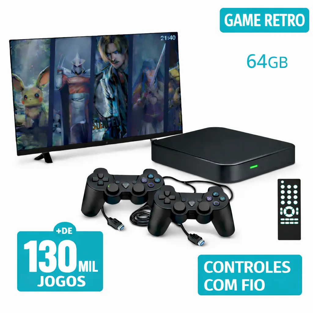 Console Video Game Retro Elite 4.8 64GB – 130 Mil Jogos – Multissistema – Edição 2026